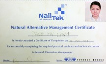Chứng nhận hoàn thành khóa học  Kỹ thuật làm móng chuyên nghiệp 2004 của Nail Tek