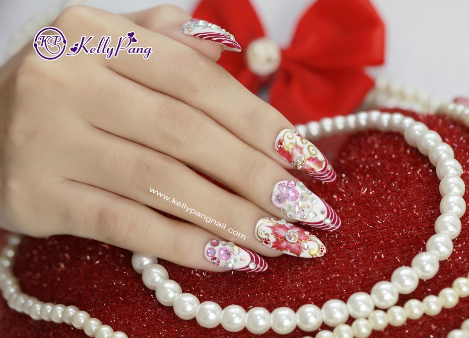 Cách Vẽ Mẫu Nail Sắc Đỏ Noel