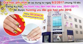 KellyPang Nail Áp Dụng Giá Học Phí Mới Từ 06/02/2017