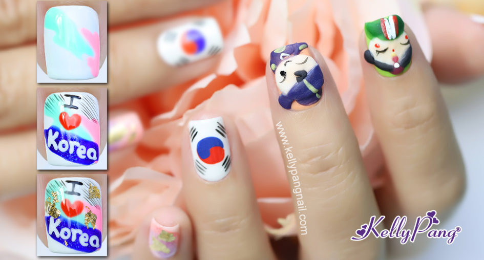 Cách vẽ mẫu nail I Love Korea
