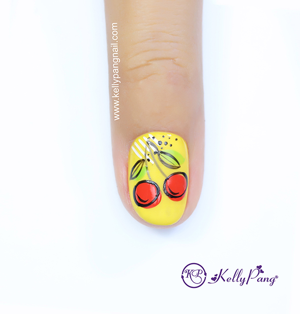Hướng dẫn vẽ móng Click xem cách vẽ mẫu nail Cherry Siêu Cute Bước 5
