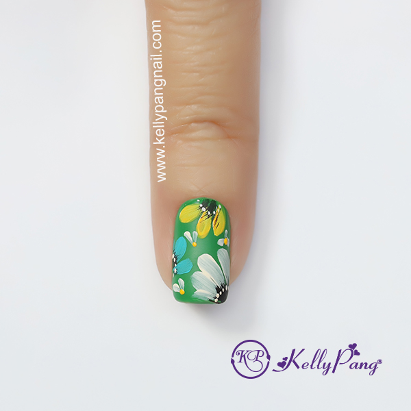 Hướng dẫn vẽ móng Click xem cách vẽ mẫu nails style hoa lá biến tấu màu sắc tươi vui Bước 6