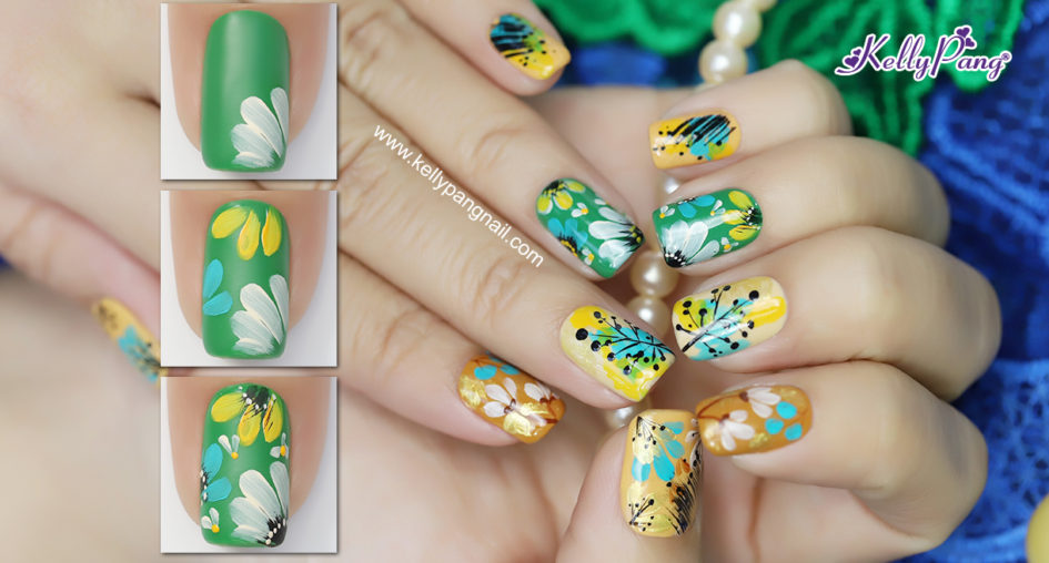 Click xem cách vẽ mẫu nails style hoa lá biến tấu màu sắc tươi vui