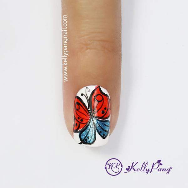 Hướng dẫn vẽ móng Click xem cách vẽ mẫu nail bướm xinh Bước 5
