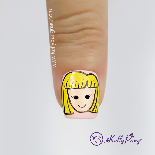 Hướng dẫn vẽ móng Click xem cách vẽ mẫu nail hoạt hình cô gái siêu cute Bước 4