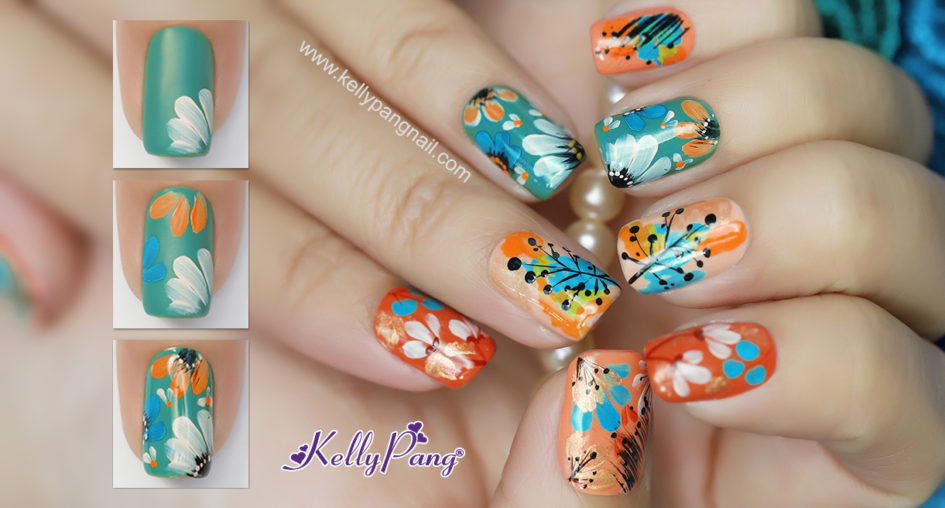 Click xem cách vẽ mẫu nails hoa lá biến tấu màu sắc
