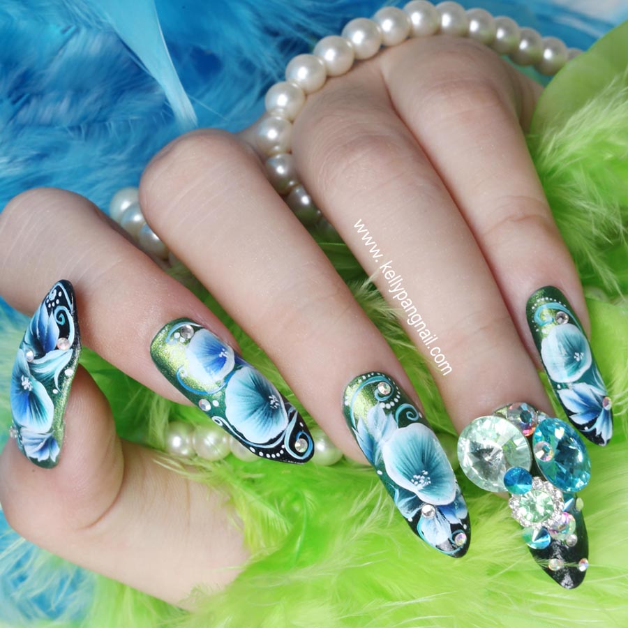 Hướng dẫn vẽ móng Click xem BST mẫu nail phong cách xanh tươi Bước 10