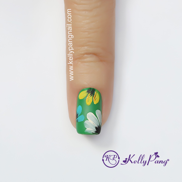 Hướng dẫn vẽ móng Click xem cách vẽ mẫu nails style hoa lá biến tấu màu sắc tươi vui Bước 5