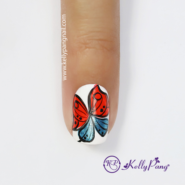 Hướng dẫn vẽ móng Click xem cách vẽ mẫu nail bướm xinh Bước 4