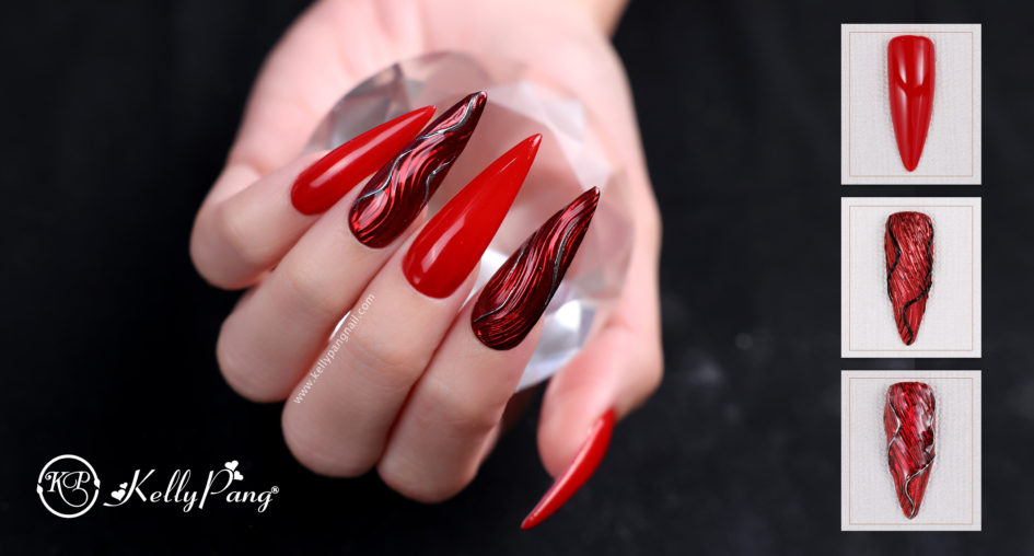 Cách Vẽ Nail Sóng Đỏ Rực Cháy