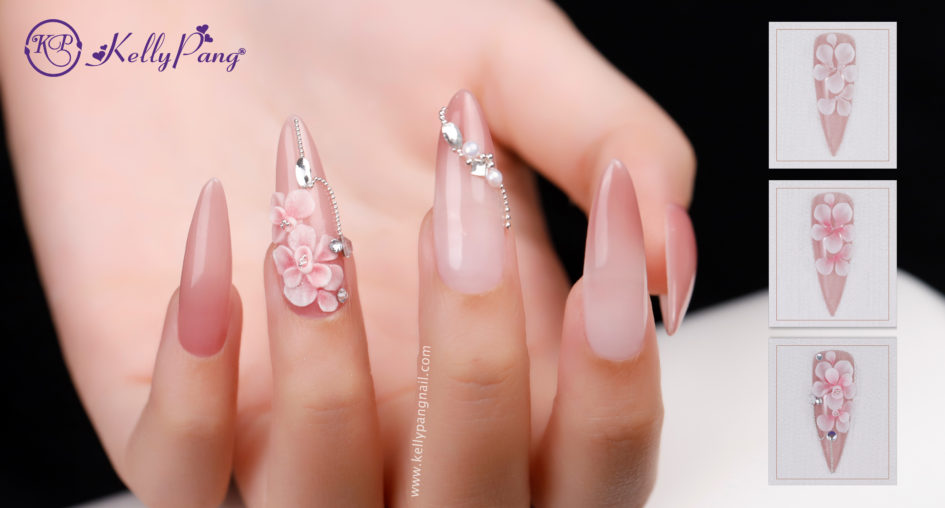 Cách Vẽ Nail Hồng Thạch Anh Hoa 3D