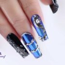 Cách Vẽ Nail Xanh Biển Tráng Gương Bạc Sang Trọng