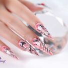 Hướng dẫn phối nail design marble đỏ trắng