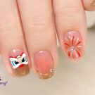 Cách Vẽ Nail Hình Lân Nền Ombre Mắt Mèo