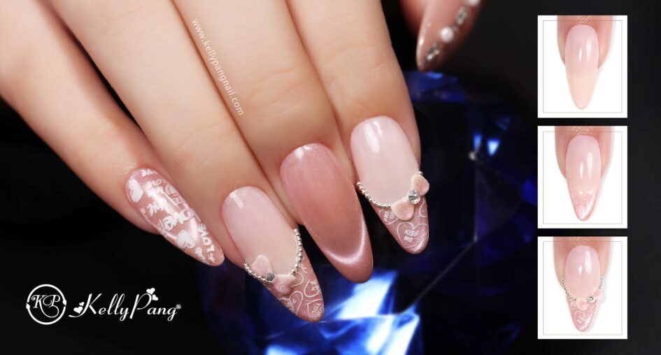Cách Vẽ Nail Mắt Mèo Hồng Pastel Mix Charm Nơ Cực Xinh