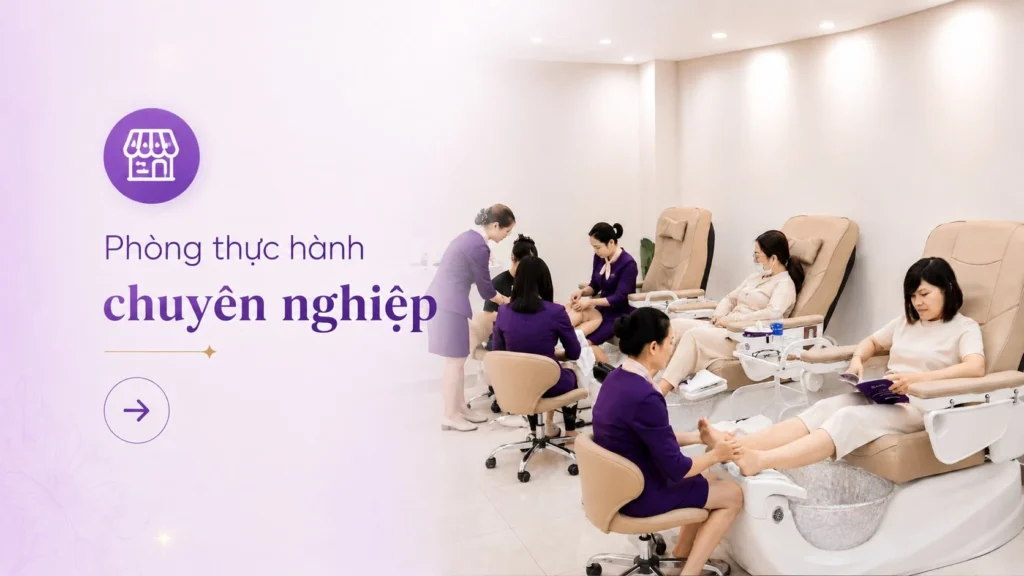 Phòng thực hành nail chuyên nghiệp tại Kelly Pang