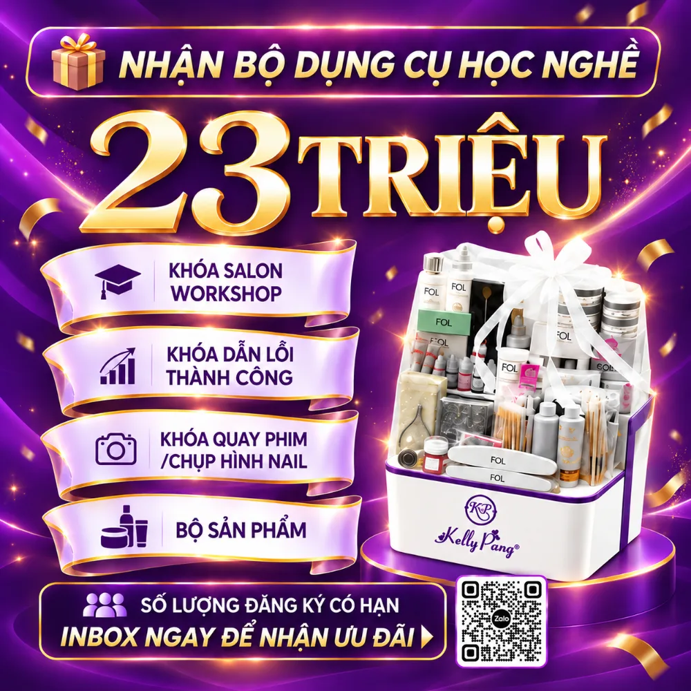 Nhận bộ dụng cụ học nghề 23 triệu: khóa Salon Workshop, khóa Dẫn lối thành công, khóa Quay phim/Chụp hình nail và bộ sản phẩm